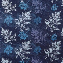 Blue Textured Leaves Luxe Flannel Fabric
