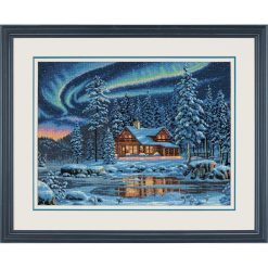 Dimensions 16 x 12 Aurora Cabin Counted Cross Stitch Kit