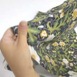 Green   White Symmetric Floral Luxe Flannel Fabric