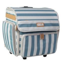 Everything Mary 18 Blue Striped Collapsible Rolling Craft Bag