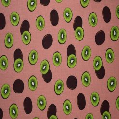Kiwis on Coral Cotton Fabric by Quilter s Showcase