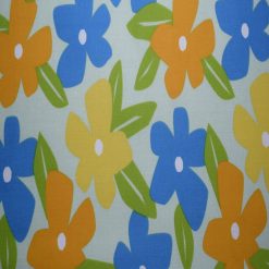 Multi Large Floral on Blue Quilt Cotton Fabric by Quilter s Showcase