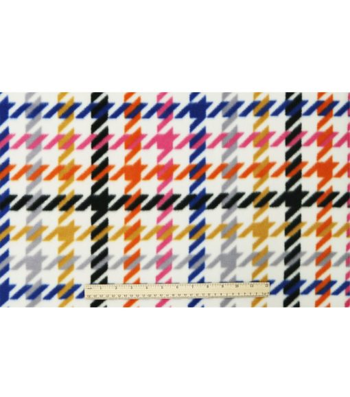 Rainbow Houndstooth Anti Pill Fleece Fabric - Image 4