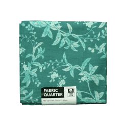 18 x 21 Teal Foliage on Gren Cotton Fabric Quarter by Keepsake Calico