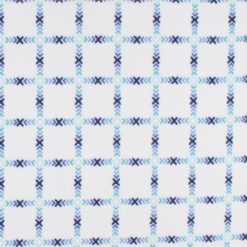 Blue Grid on White Anti Pill Fleece Fabric