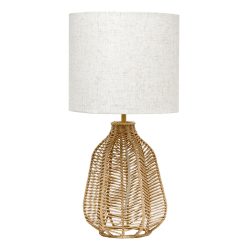 All The Rages 21 Vintage Rattan Paper Rope Table Lamp With Fabric Shade