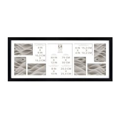 30 x 13 Matted Black 9 Photo Collage Frame by Place   Time