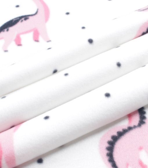 Cute Dino Blizzard Prints Fleece Fabric - Image 2