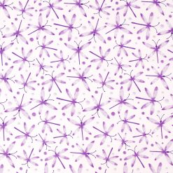 Purple Watercolor Dot Dragonfly Cotton Fabric by Keepsake Calico