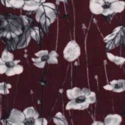 Line Drawn Burgundy Anti Pill Fleece Fabric