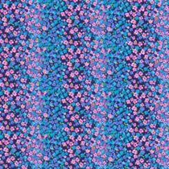 Fabric Traditions Teal Floral Striped Cotton Fabric by Keepsake Calico