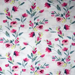 Pink Floral On White 108 Wide Premium Cotton Fabric