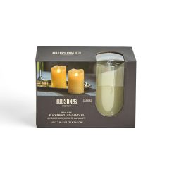 2 x 3 LED Ivory Wave Edge Pillar Candles 2pk by Hudson 43