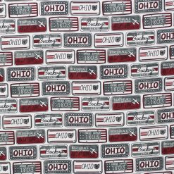 Ohio License Plate State Pride Cotton Fabric