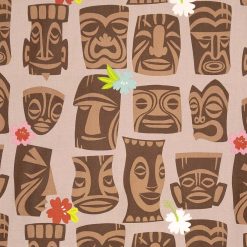 Alexander Henry Tiki on Brown Premium Cotton Fabric