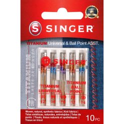 SINGER 10ct Universal Regular Ball Point Titanium Sewing Machine Needles