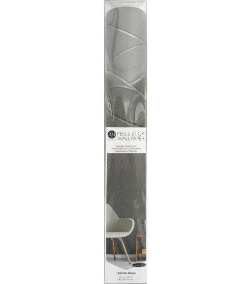 RoomMates Wallpaper Grey Wave Ogee - Image 6