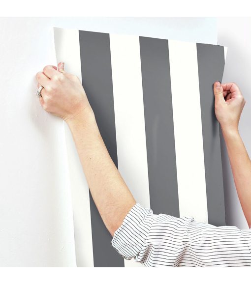RoomMates Wallpaper Black Awning Stripe - Image 10