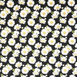 Daisies   Dots on Black Quilt Cotton Fabric by Keepsake Calico
