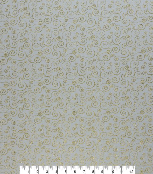 Swirl Vines Christmas Glitter Cotton Fabric