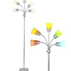 Brightech Medusa Modern LED Floor Lamp (Interchangeable Shades)- Silver