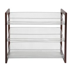 Organize It All 25 Espresso 3 Tier Mesh Shelf Shoe Rack