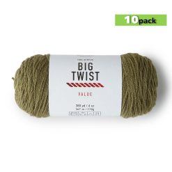 10pk Solid Olive Medium Weight Acrylic 380yd Value Yarn by Big Twist