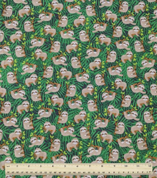 Happy Sloth Life Novelty Cotton Fabric - Image 2