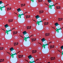 Snowflakes   Snowmen on Pink Super Snuggle Christmas Flannel Fabric