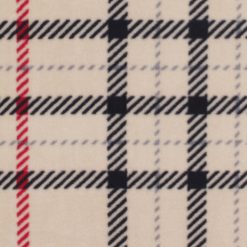 Cream   Black Plaid Anti Pill Fleece Fabric