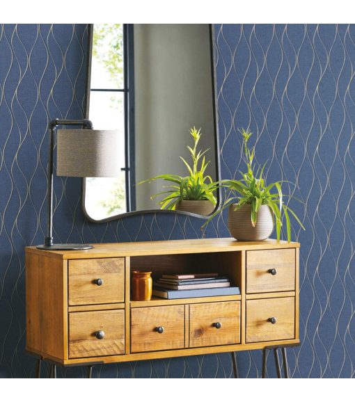 RoomMates Wallpaper Navy Wave Ogee - Image 3