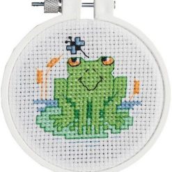 Janlynn 3 Soggy Froggy Round Counted Cross Stitch Kit