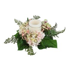 Northlight 16 Pink   Green Hydrangea Candle Holder Centerpiece
