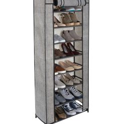 Simplify 55 Gray 8 Tier Shoe Organizer With Cover