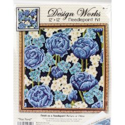 Design Works 12 x 12 Blue Roses Needlepoint Kit