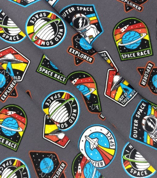 Space Badges Super Snuggle Flannel Fabric - Image 2