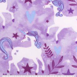 Happy Unicorns on Purple Anti Pill Fleece Fabric