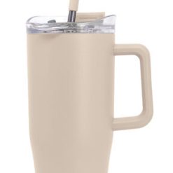 30oz Beige Tumbler With Straw