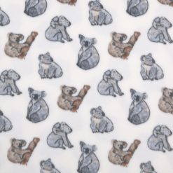 Koalas on White Anti Pill Fleece Fabric