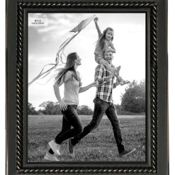 8 x 10 Distressed Black Rope Edge Tabletop Picture Frame