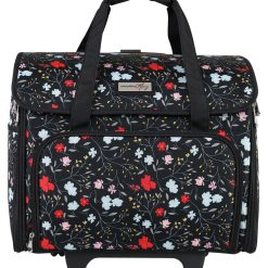 Everything Mary 18 Black Floral Teacher Rolling Tote