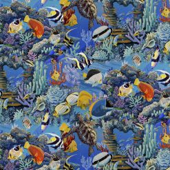David Textiles Blue Tropical Waters Novelty Cotton Fabric