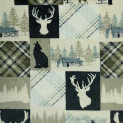 Dark Green Lodge Patchwork Sew Lush Fleece Fabric