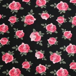 Roses on Black Super Snuggle Flannel Fabric