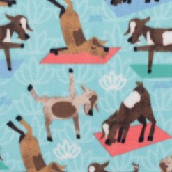Yoga Goats Blue Anti Pill Fleece Fabric