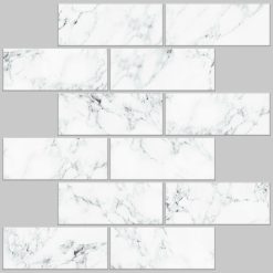 Carrara Marble Subway Peel   Stick Tile Backsplash