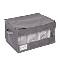 Honey Can Do 19 x 10.5 Gray Stemware Storage Box