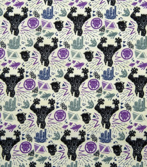 Black Panther Linocut Attack Cotton Fabric - Image 2