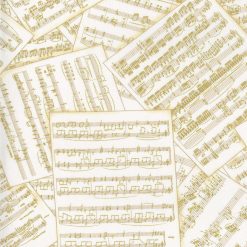 Hi Fashion Cream Sheet Music Novelty Metallic Cotton Fabric