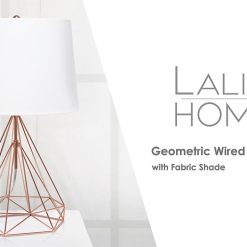All The Rages 60 Geometric Black Wired Lamp With Fabric Shade